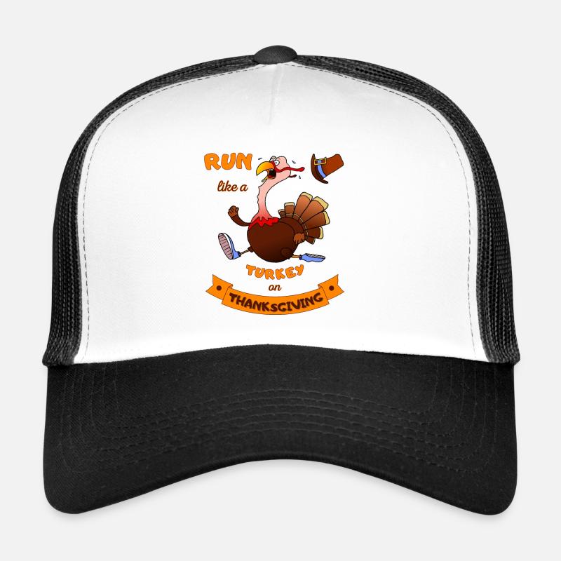 Courez comme une dinde à Thanksgiving Funny Trot - Casquette trucker  - blanc/noir