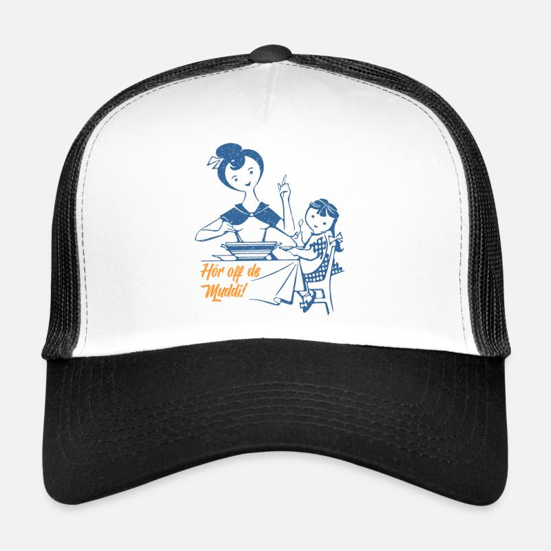 Hör off de Muddi (Mundart-Retro-Edition) - Trucker Cap - Weiß/Schwarz