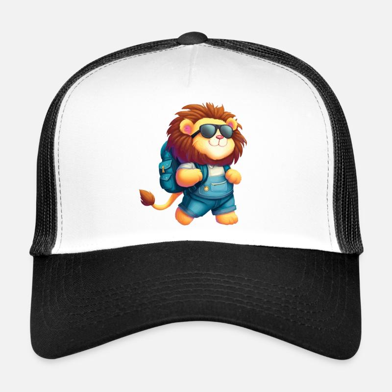 Abenteuerlustiger Löwe mit Sonnenbrille Trucker Cap