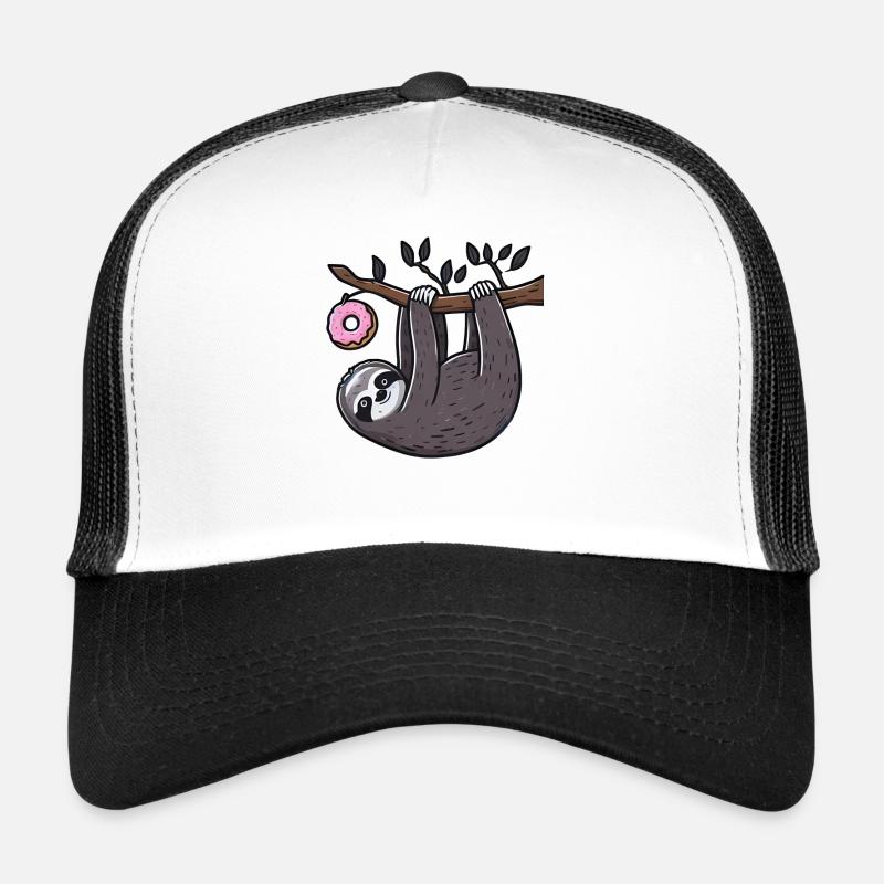 Faultier mit Donut - Trucker Cap - Weiß/Schwarz