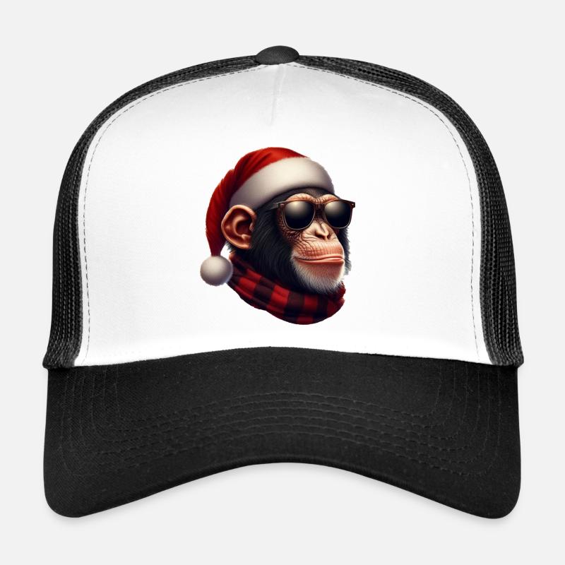 Chimpanzé de Noël avec bonnet de Père Noël Casquette trucker 