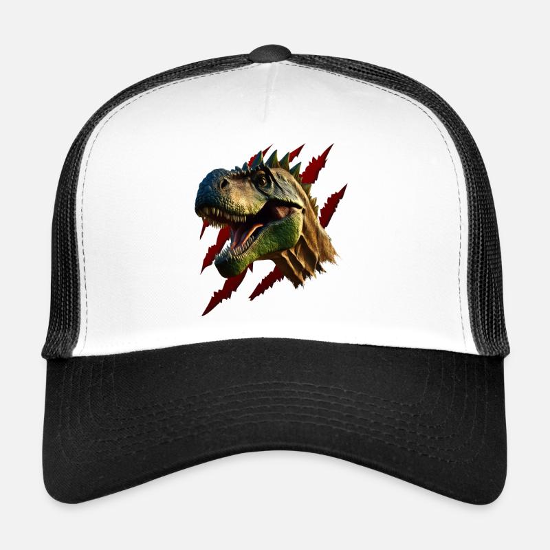 T-Rex Dinosaurier Kopf - Trucker Cap - Weiß/Schwarz