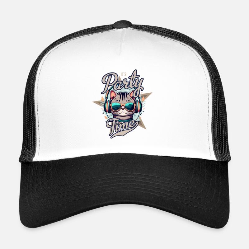 Party Katze mit Kopfhörern Trucker Cap
