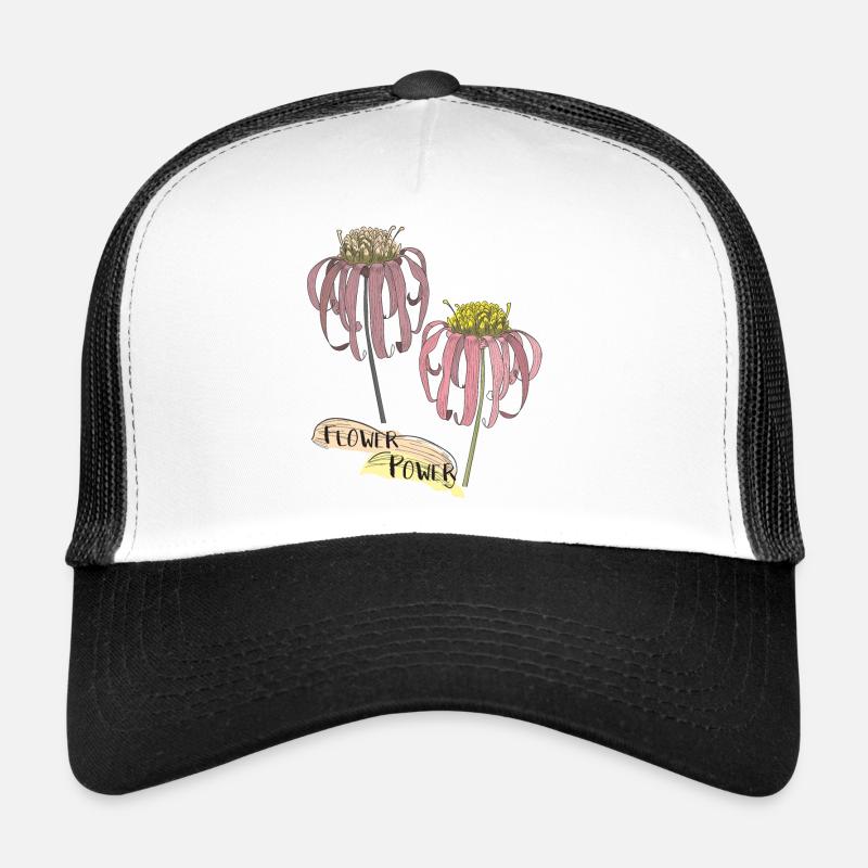 Echinacea, Sonnenhut - Trucker Cap - Weiß/Schwarz