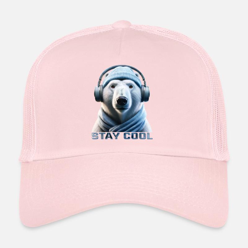 STAY COOL - Ours polaire avec écouteurs, écharpe et chapeau Casquette trucker 