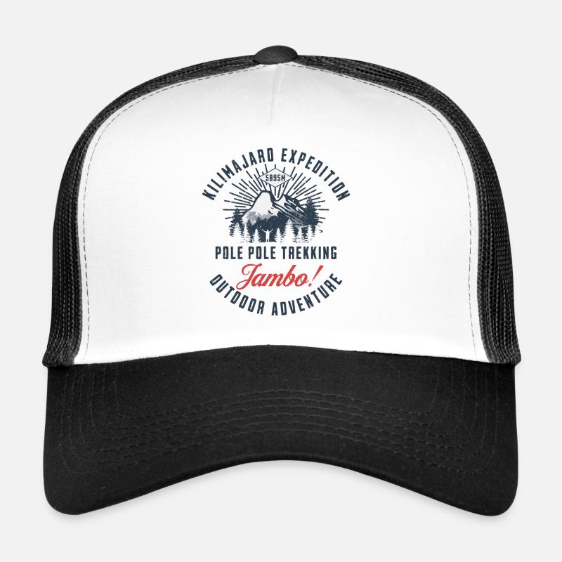 Kilimandscharo-Expedition - Pole Pole Trekking - Trucker Cap - Weiß/Schwarz