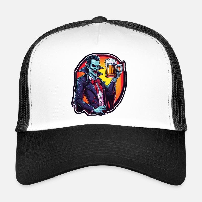 Vampir / Dracula / Blutsauger / Halloween / Mythos - Trucker Cap - Weiß/Schwarz