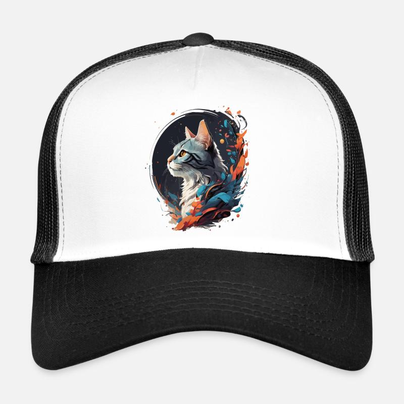 Chat coloré Casquette trucker 