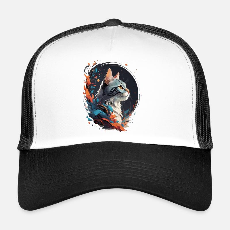 Chat coloré Casquette trucker 