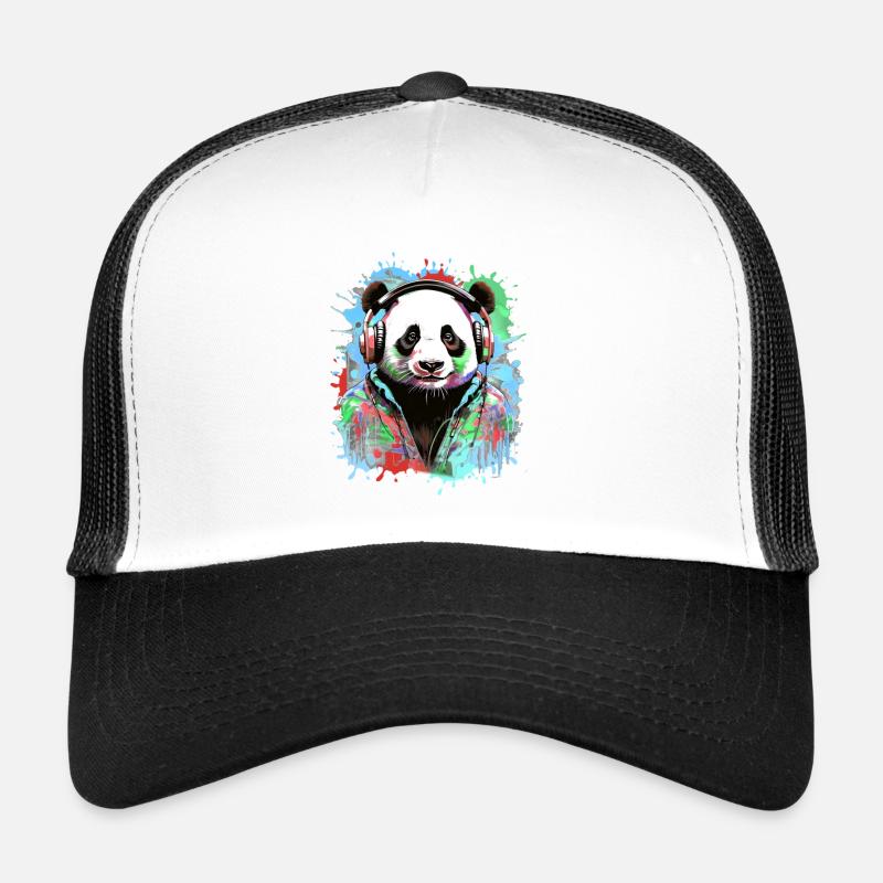Panda, écouteurs, panda avec des écouteurs, illustration Casquette trucker 