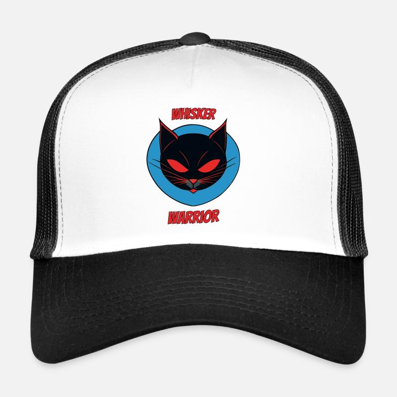 Logo Whisker Warriors avec texte - Casquette trucker  - blanc/noir