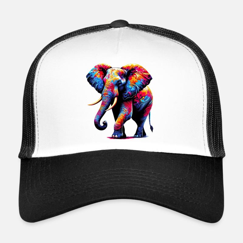 Éléphant - Casquette trucker  - blanc/noir