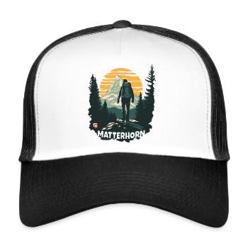 Matterhorn Zermatt Wandern Bergtour Souvenir - Trucker Cap - Weiß/Schwarz - Vorne