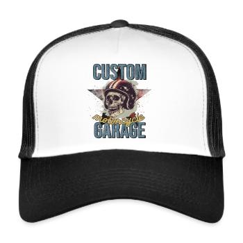 CUSTOM motorcycle GARAGE - Trucker Cap - white/black - Front