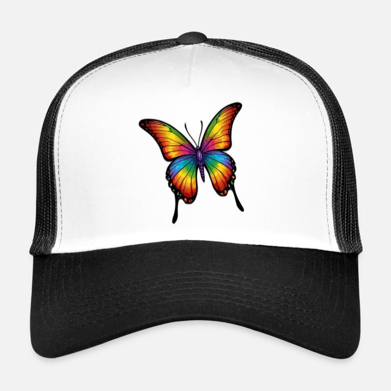 Regenbogen Schmetterling - Trucker Cap - Weiß/Schwarz
