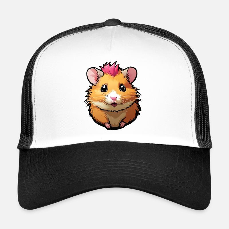 Funny hamster with pink mane Trucker Cap