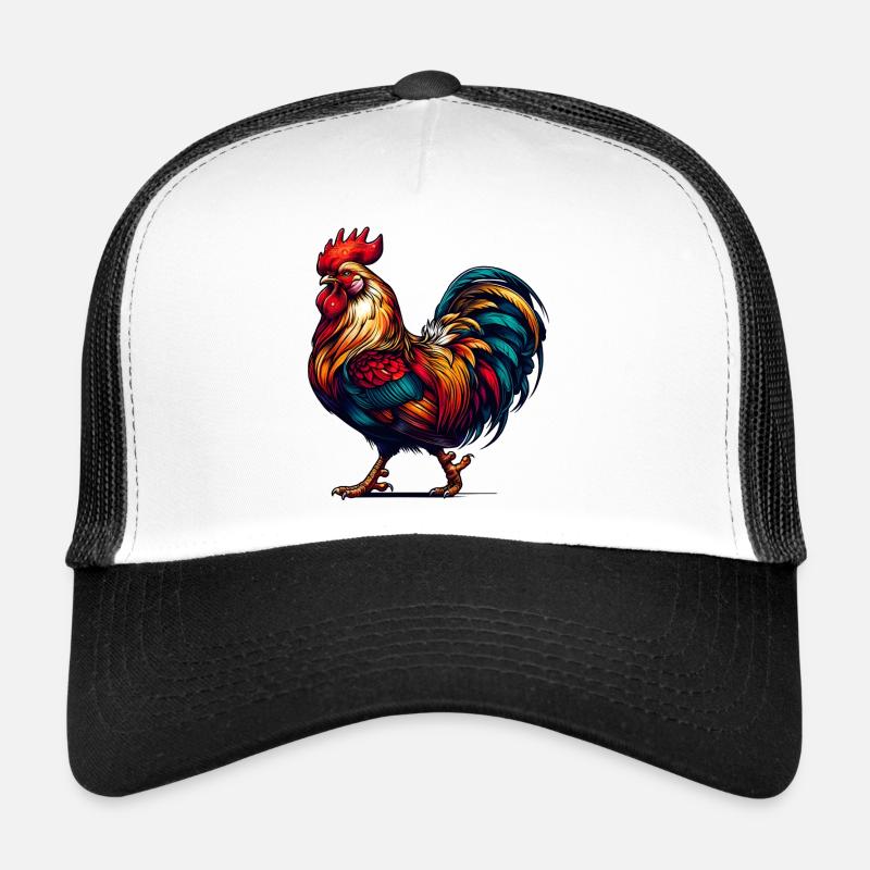 magnificent rooster in bright colors Trucker Cap
