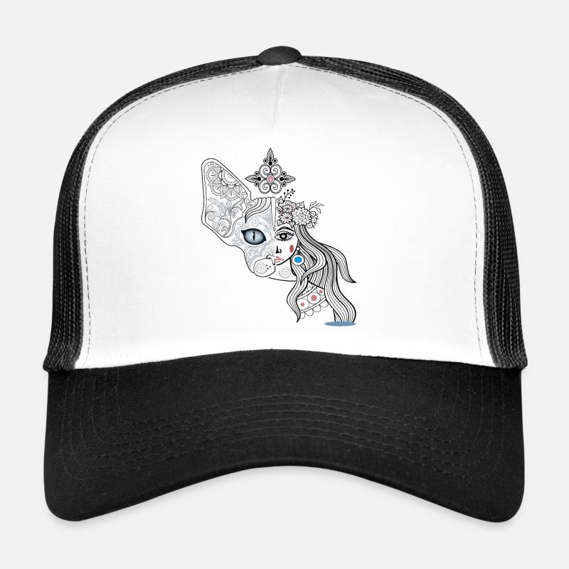 Gesichter aus Hund und Mädchen - Trucker Cap - Weiß/Schwarz