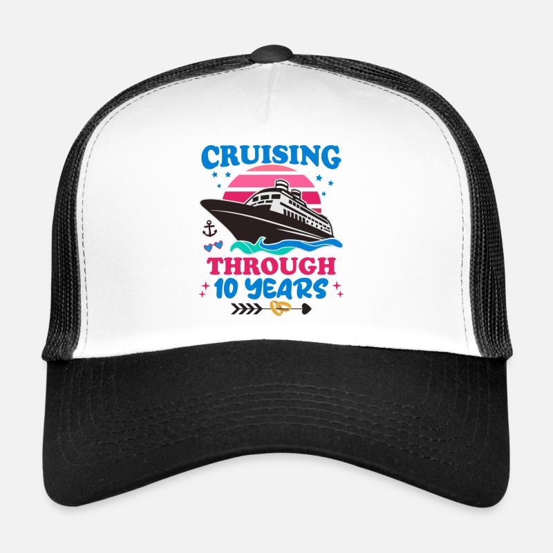 Cruising Through 10 Years Wedding Anniversary Trucker Cap