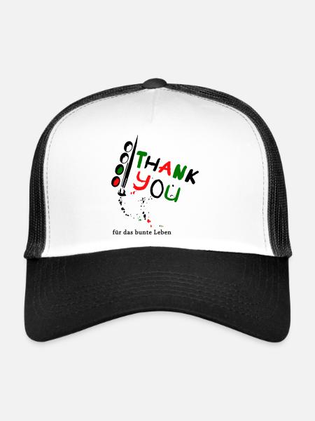 Merci, merci pour la vie colorée - Casquette trucker  - blanc/noir - Devant