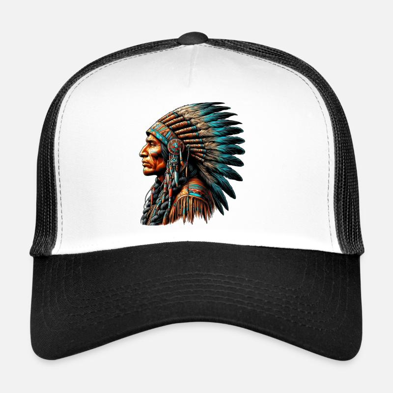 American Indian American - Trucker Cap - white/black