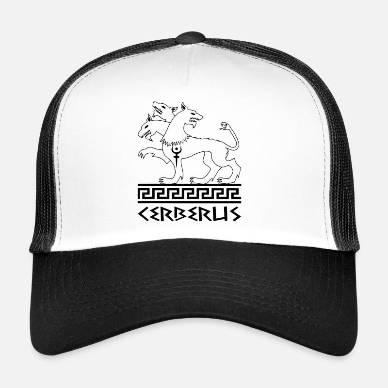 Schwarzer Cerberus Wolfshund Trucker Cap