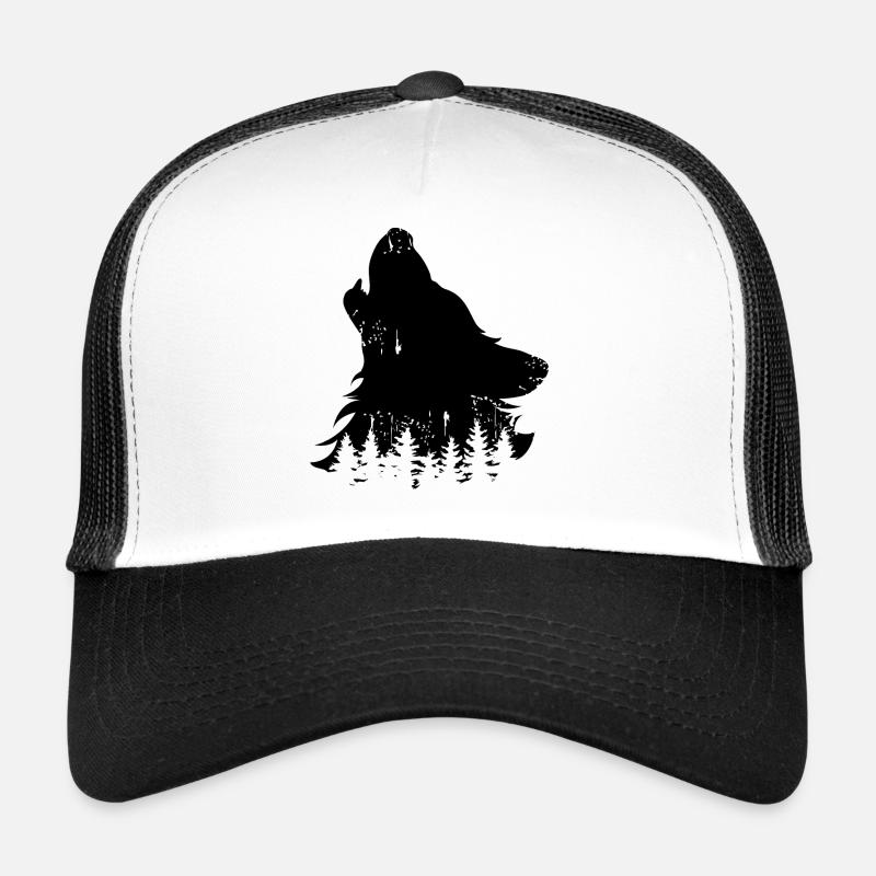 forest wolf howl nature dog tree icon logo icon Trucker Cap