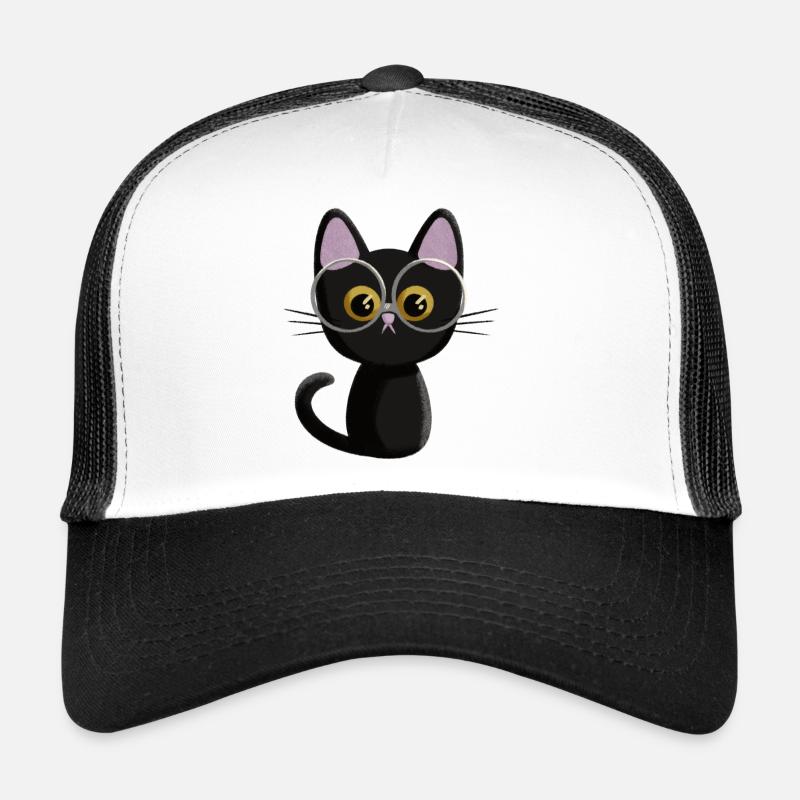 Schwarze Katze - Trucker Cap - Weiß/Schwarz