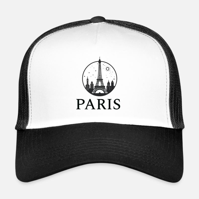 Paris Eiffel Tower silhouette in a circle - Trucker Cap - white/black