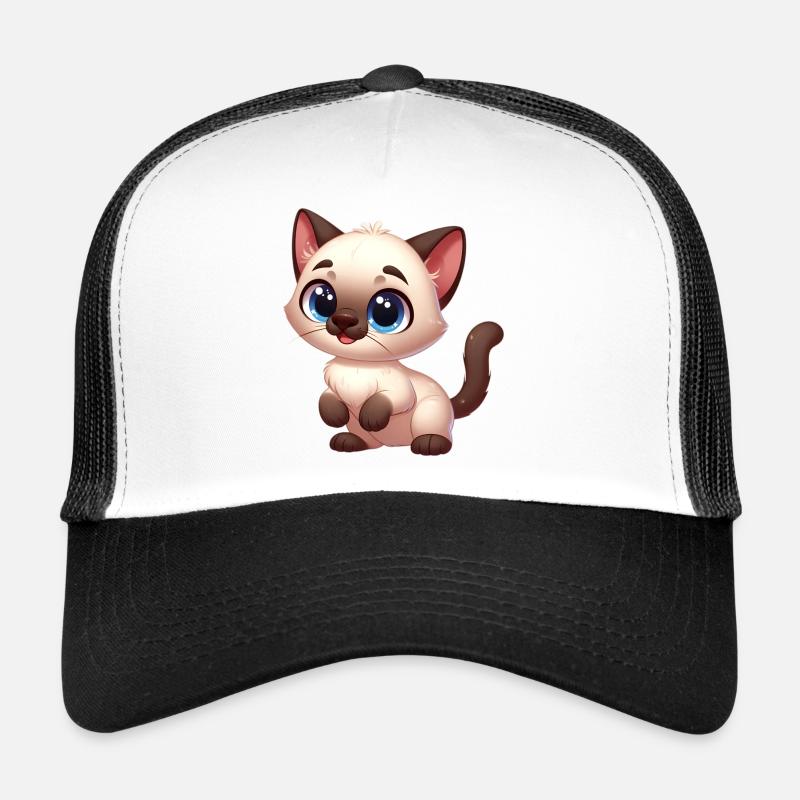 Siamesisches Kätzchen - Trucker Cap - Weiß/Schwarz