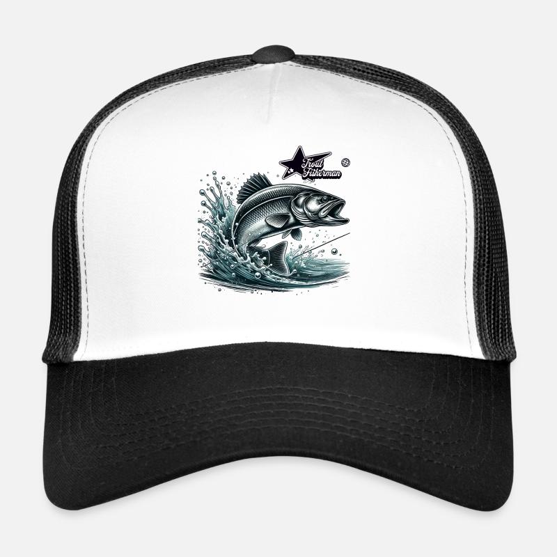 Pêcheur de truite - Casquette trucker  - blanc/noir