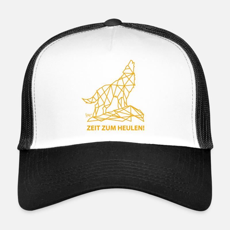 Bronko55 n°77 – Wolf « Il est temps de hurler » - Casquette trucker  - blanc/noir