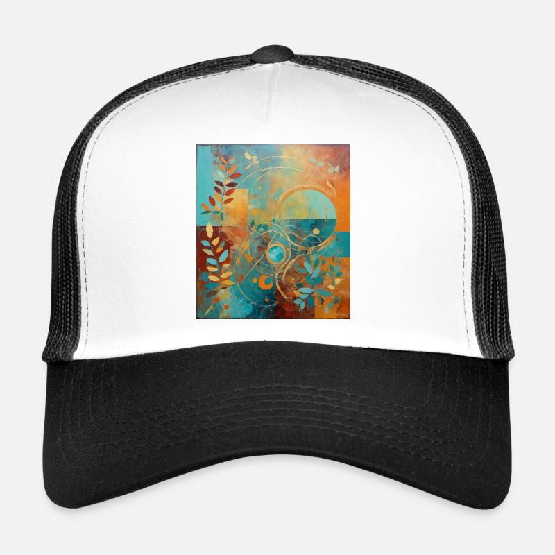 Composition abstraite avec des feuilles et des cercles Casquette trucker 