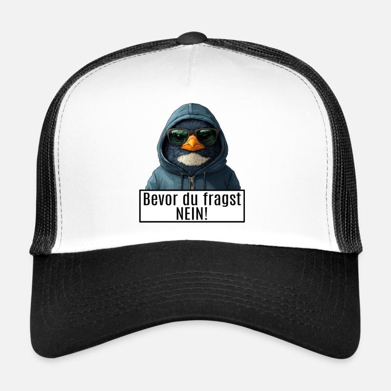 funny saying with penguin Becor you ask no - Trucker Cap - white/black