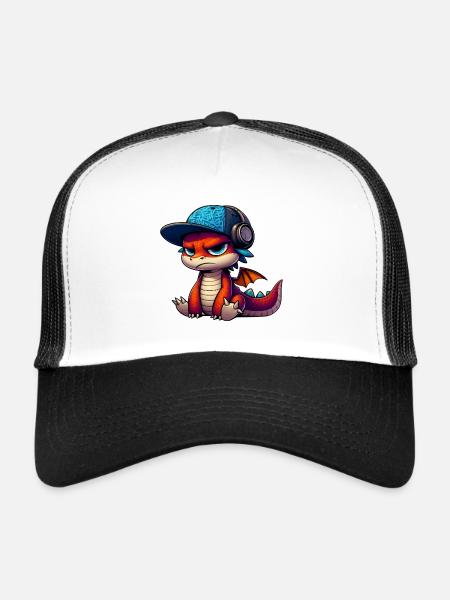 dragon hiphop - Casquette trucker  - blanc/noir - Devant