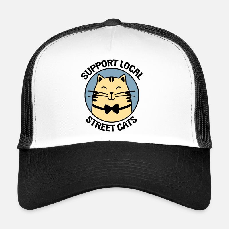 Classy Bowtie Cat – Stilvolle Cartoon-Katze - Trucker Cap - Weiß/Schwarz