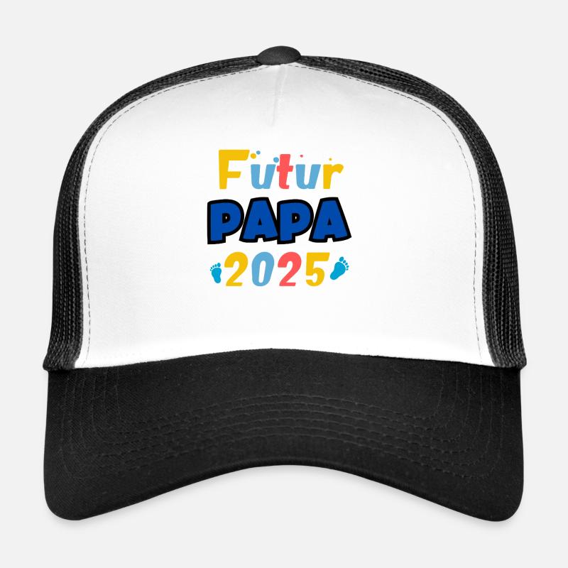 Future Dad 2025 Rainbow - Trucker Cap - Weiß/Schwarz