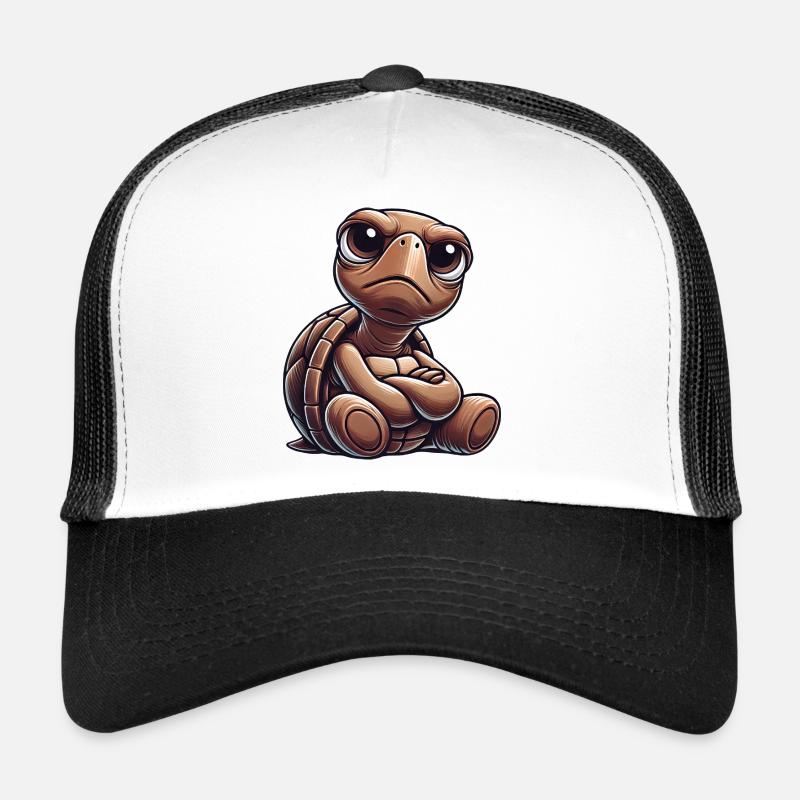 Grumpy cute cartoon turtle funny Trucker Cap