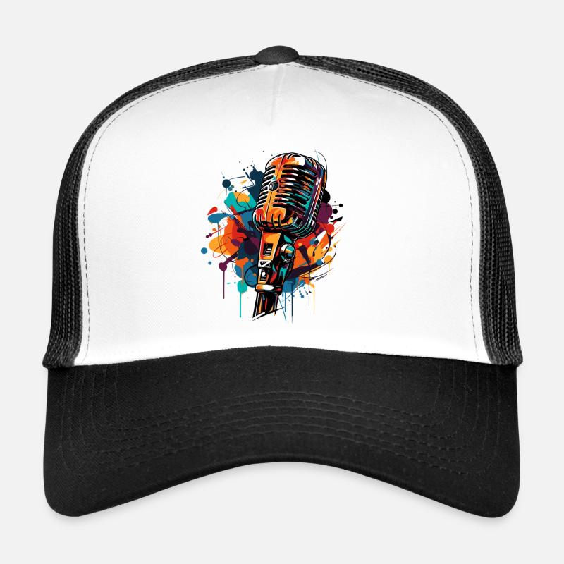 Microphone retro design singing - Trucker Cap - white/black