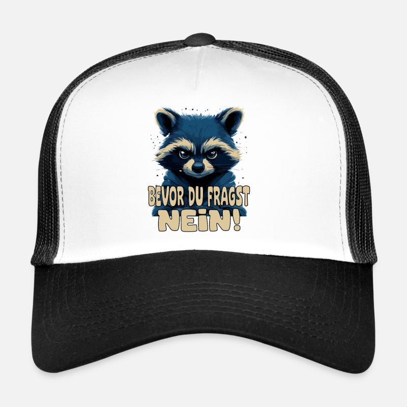 Lustiger Waschbär mit Spruch - Trucker Cap - Weiß/Schwarz