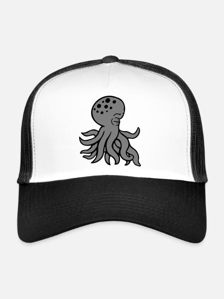 Octopus sleeps sad eyes closed tired cute - Trucker Cap - white/black - Front