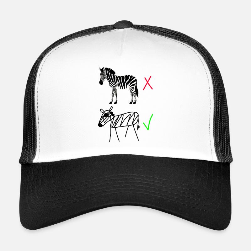 Zebra Contrast - Haute qualité vs zèbre dessiné à la main Casquette trucker 