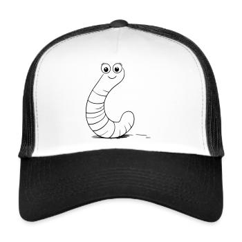 Pummeliger Wurm als Vektorgrafik - Trucker Cap - Weiß/Schwarz - Vorne