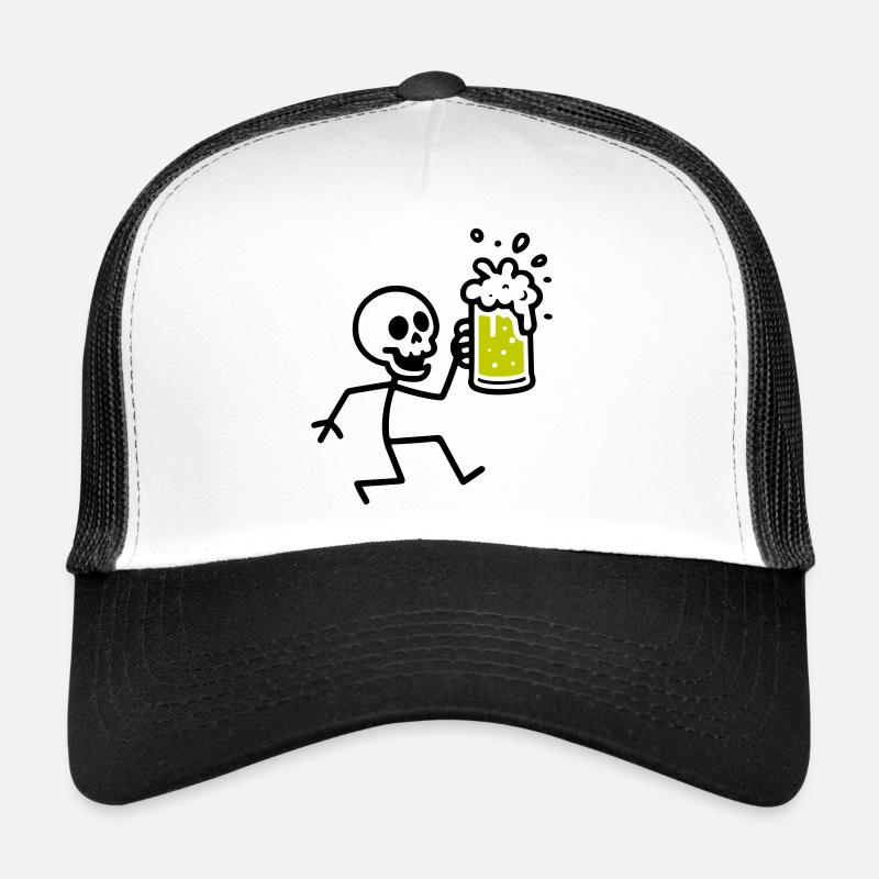 Squelette buvant de la bière Casquette trucker 