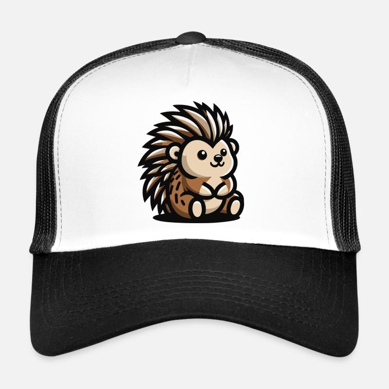 Hérisson hérissé de poils - Casquette trucker  - blanc/noir