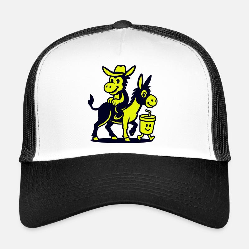 Esel auf Esel und Drink - Trucker Cap - Weiß/Schwarz