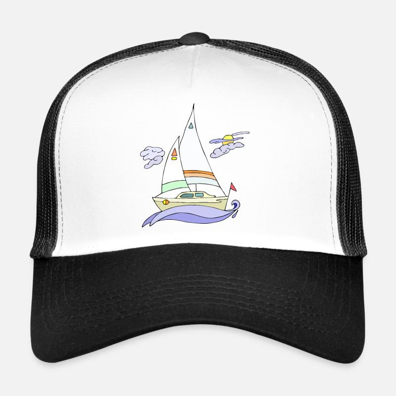 Segelboot - Trucker Cap - Weiß/Schwarz