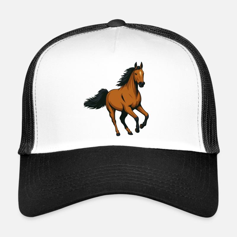 Galloping Amber Stallion - Trucker Cap - white/black