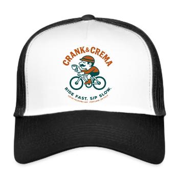 Crank & Crema Retro Cycling Coffee Shirt - Trucker Cap - white/black - Front