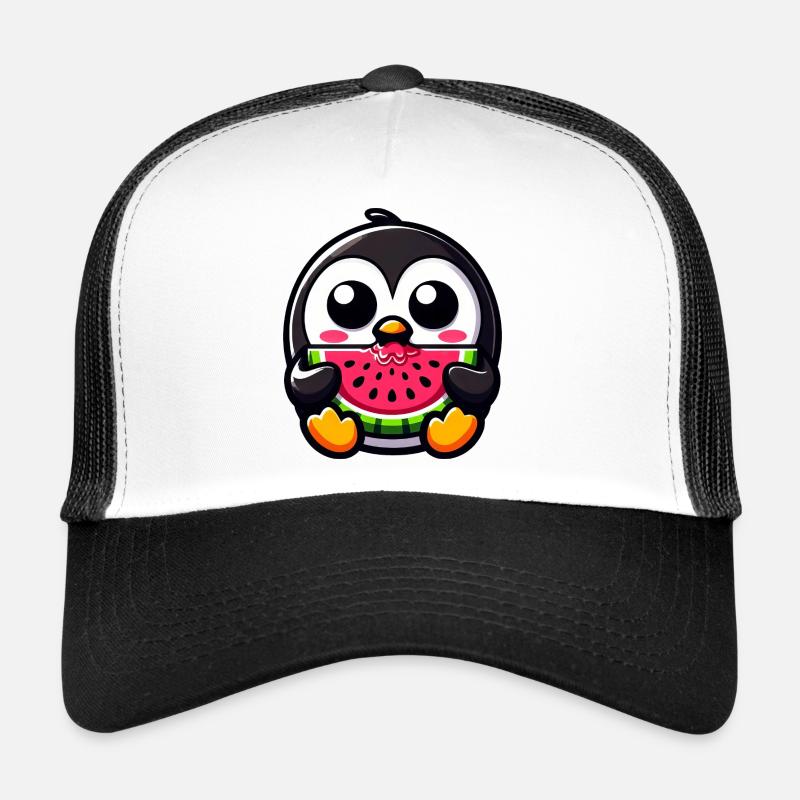 Cute Penguin with Melon Chibi Fruit Sweet Trucker Cap